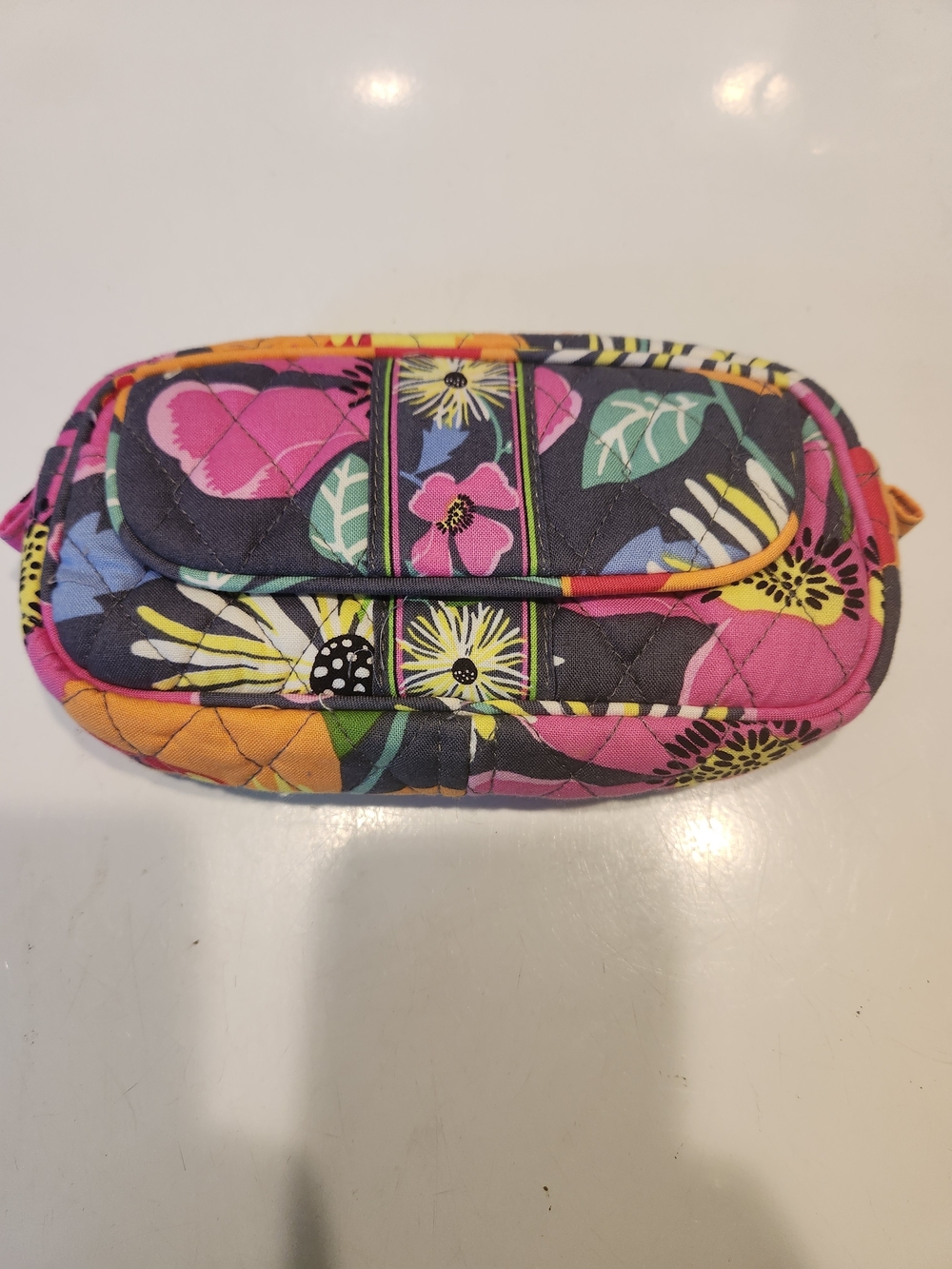 Vera Bradley Quilted Floral Cosmetic Case - Pink, Yellow & Green